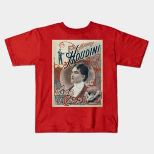 Vintage Magic Poster Art, Harry Houdini, King of Cards Kids T-Shirt